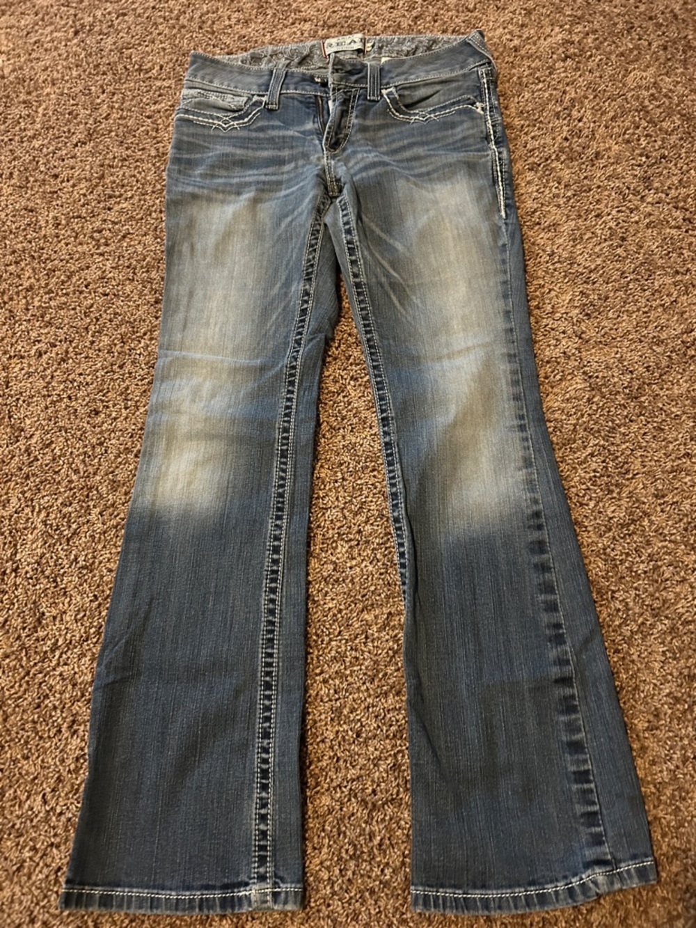 Ariat Women's Distressed Medium Blue Flare Jeans
